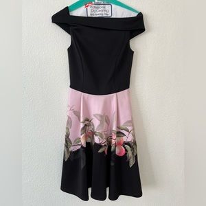 Ted Baker off the shoulder peach skater dress size 0